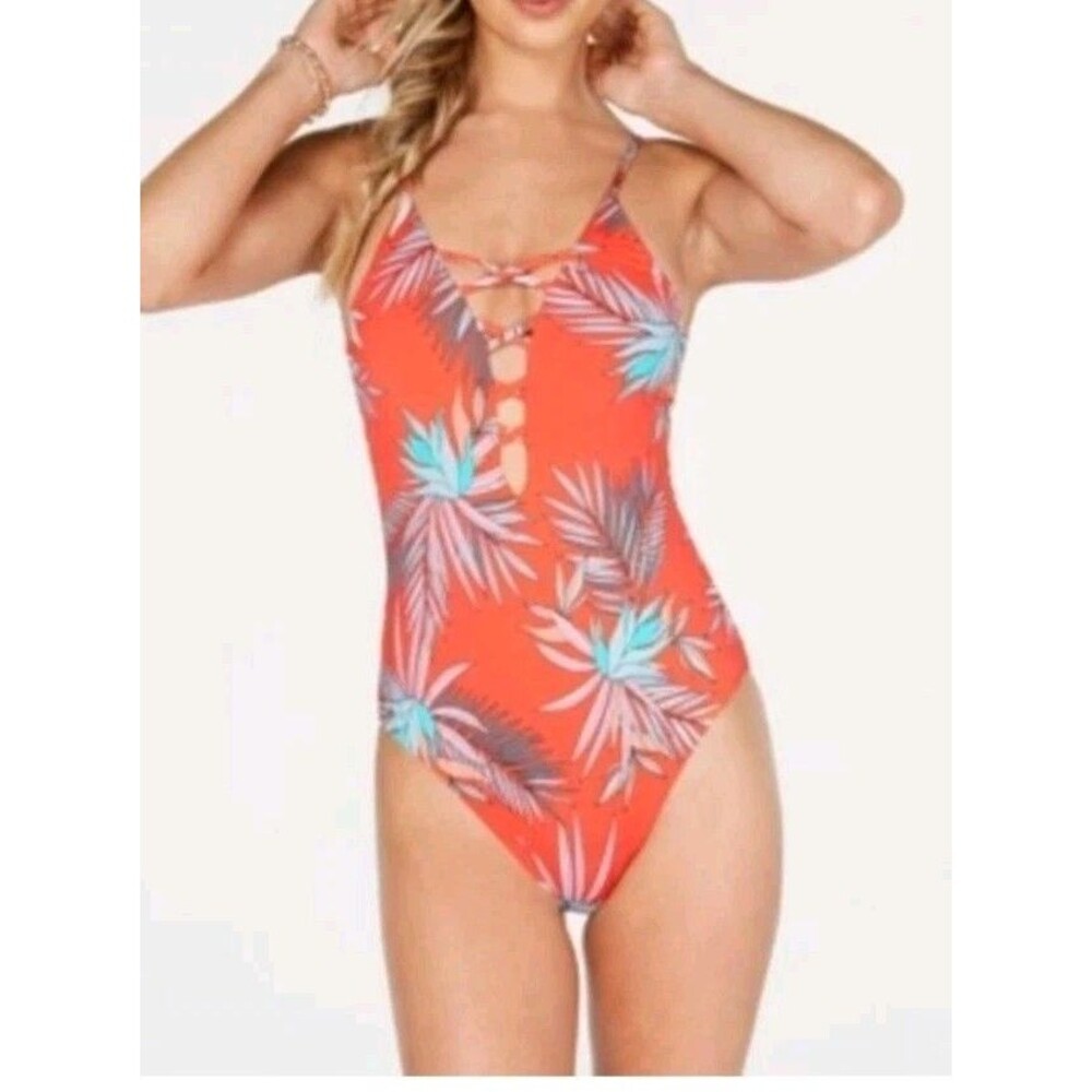 NWOT Bar III Tropic Retreat Printed Strappy One Piece Swimsuit Size Small